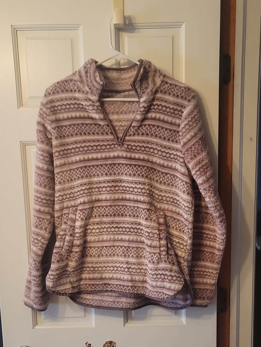 St. John's Bay Lavender Pattern Plush Half-Zip Pullover
